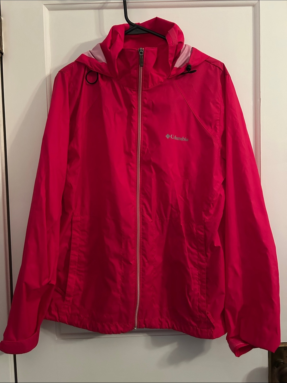 Columbia Women's Hot Pink Packable Hooded Rain Jacket